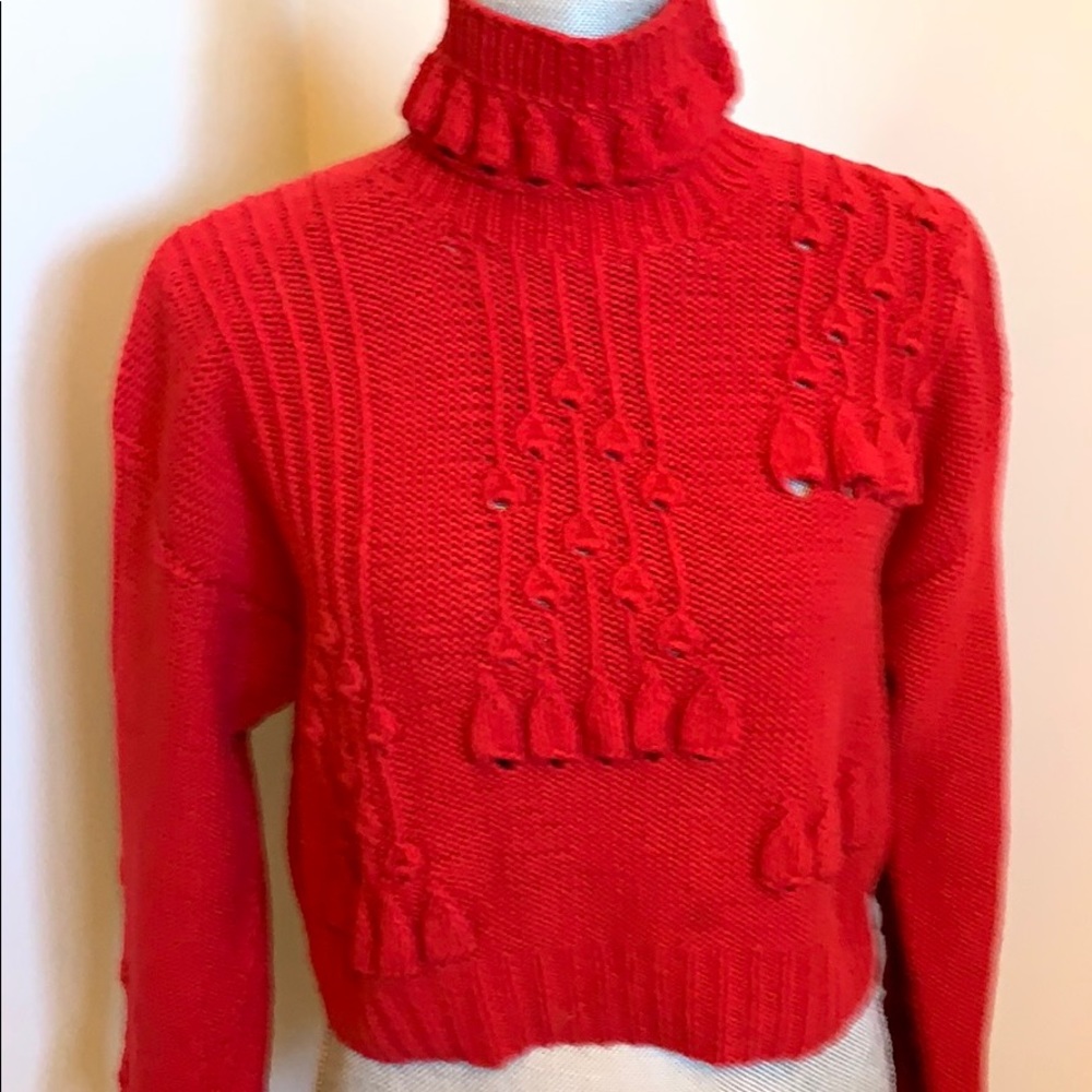 Red crop sweater